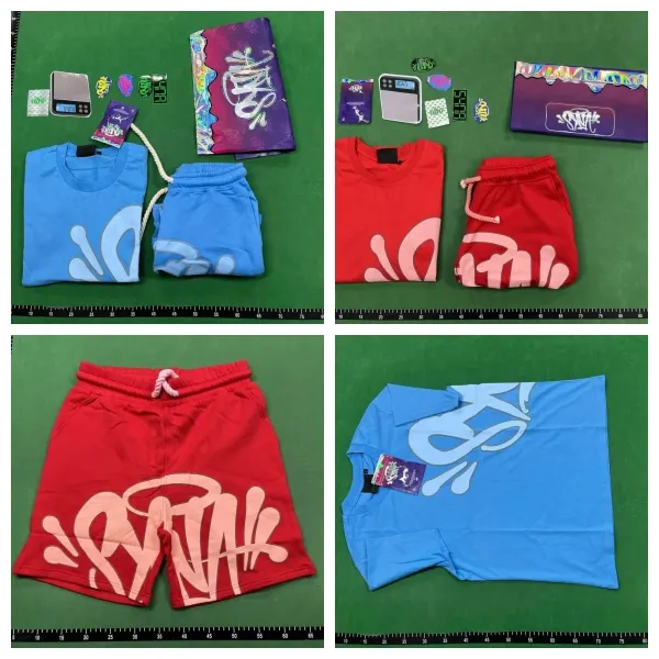 Off-White Graffiti Print Gray T-Shirt and Shorts Set - 4