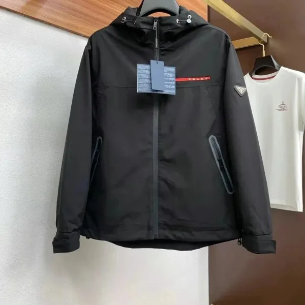 Prada Re-Nylon Windbreaker Black Outerwear - 1