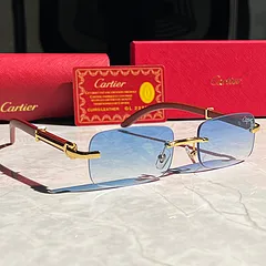 Cartier C Décor Rimless Blue Gradient Sunglasses - 1
