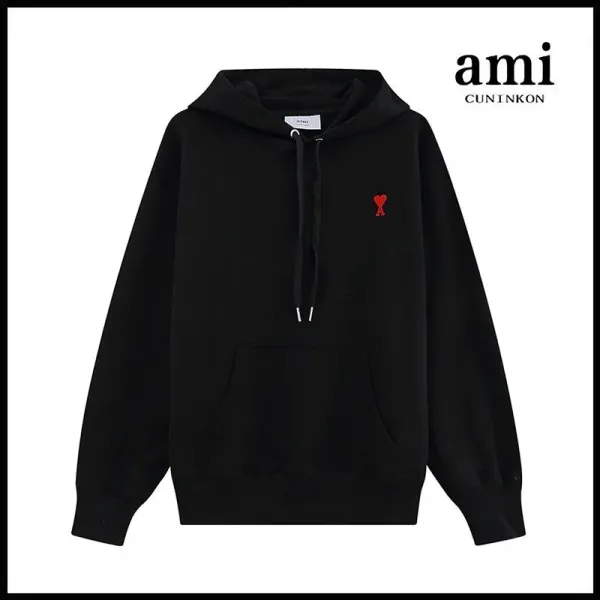 Ami Paris Heart Logo Black Hoodie - 1