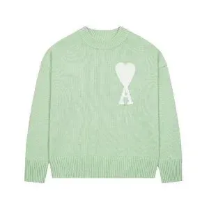 Ami Paris Heart Balloon Sweater Mint Green Sweater - 1