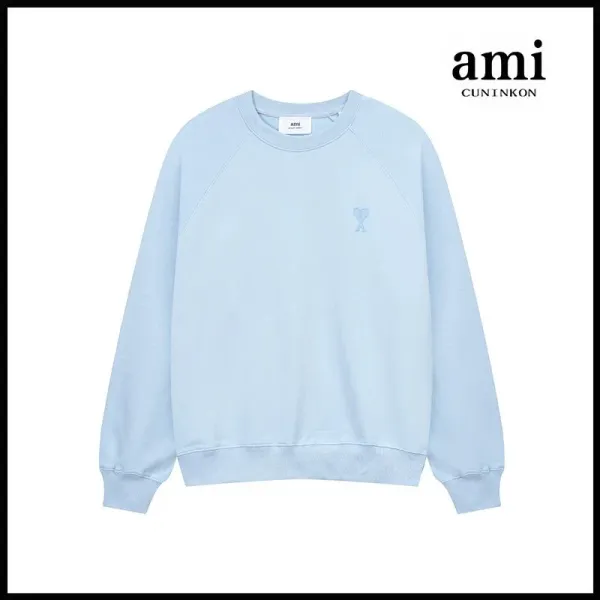 Ami Paris Heart Logo Sweatshirt Light Blue - 1