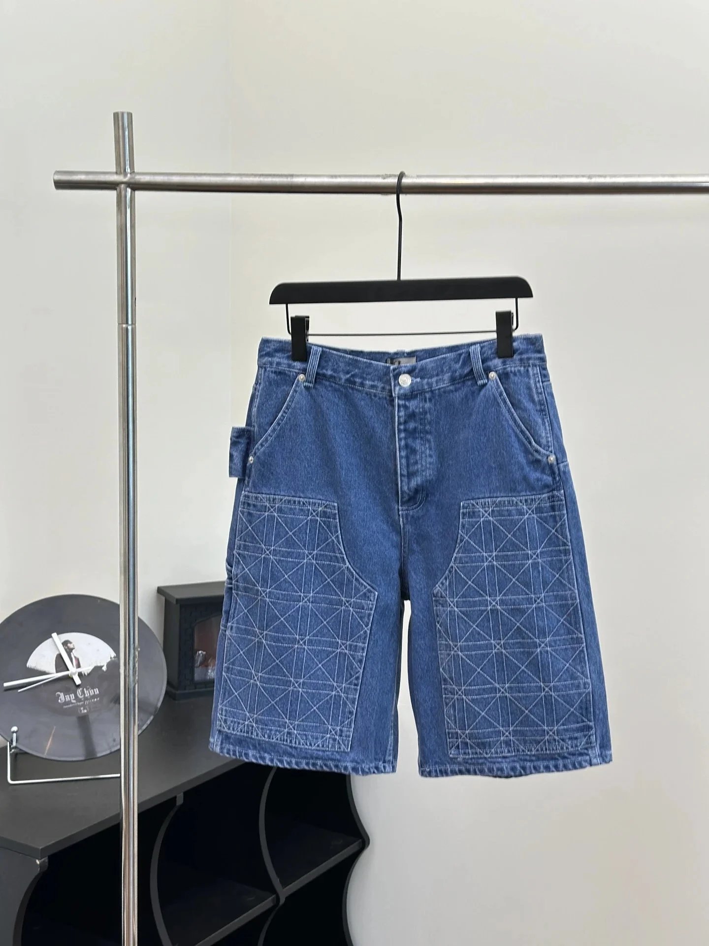 Dior Men's Oblique Quilted Denim Shorts Blue - 1