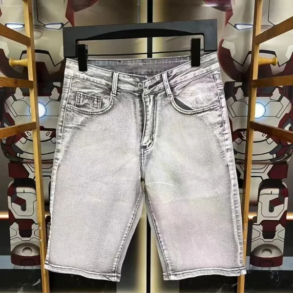 Design Acid Wash Denim Shorts Gray - 1
