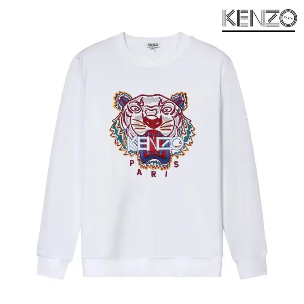 Kenzo Tiger Embroidered White Hoodie - 1