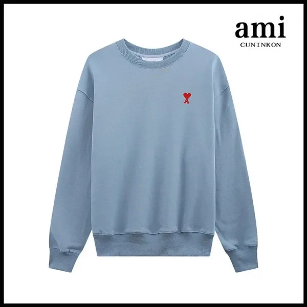 Ami Paris Heart Logo Sweatshirt Light Blue - 1