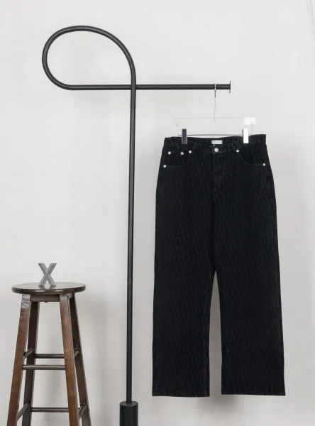 Dior Oblique Jacquard Wide-Leg Jeans Black - 1