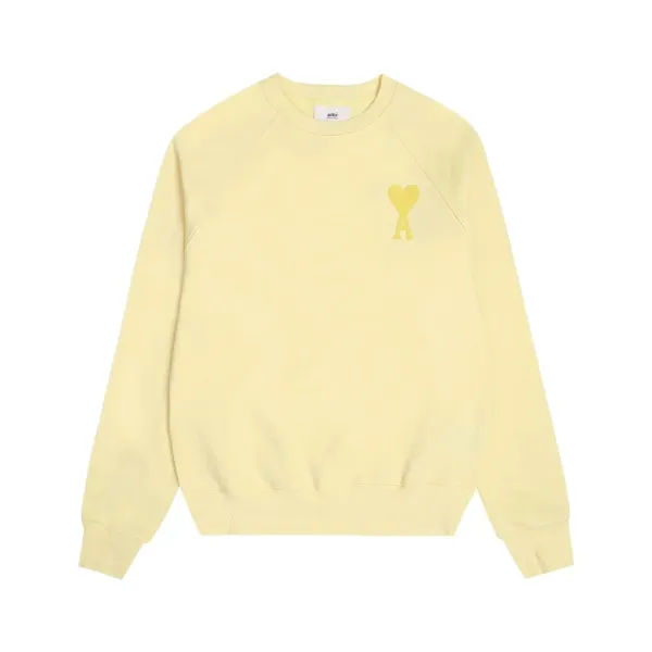 Ami Paris Heart Logo Sweatshirt Pale Yellow - 1