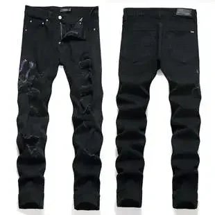 Off-White x Unknown Designer Distressed Spray-Paint Print Jeans - 12