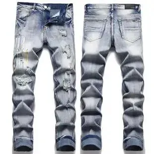 Distressed Slim-Fit Bleached Denim Jeans - 1