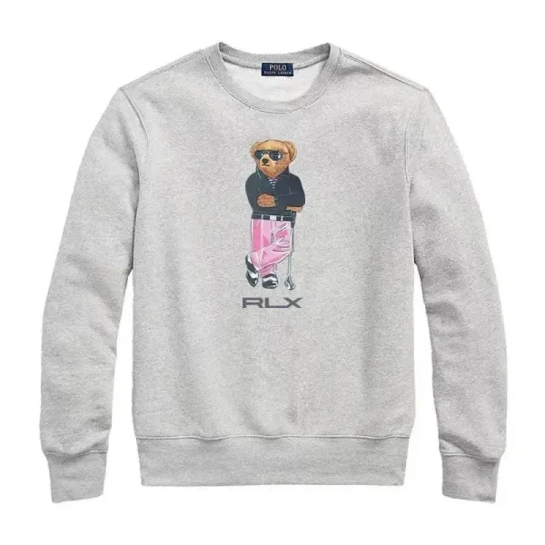 Polo Ralph Lauren RLX Bear Graphic Heather Gray Hoodie - 1