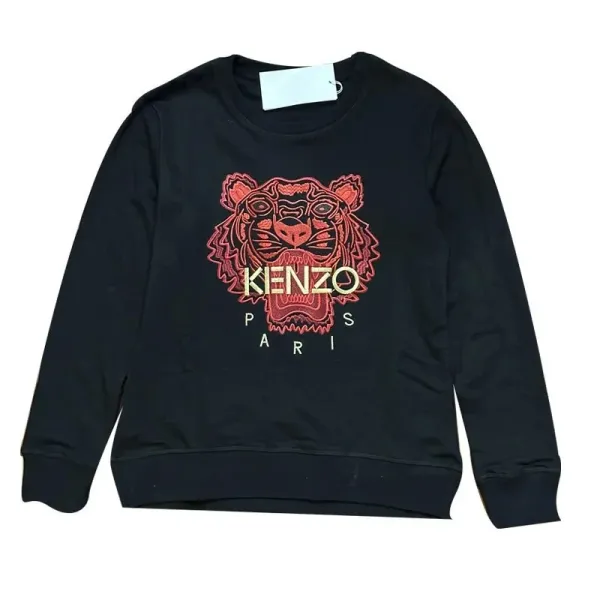 Kenzo Tiger Embroidered Black Hoodie - 1