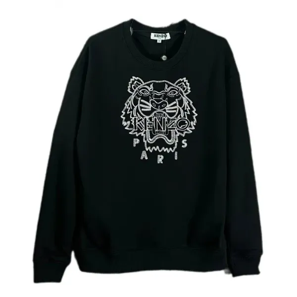 Kenzo Tiger Embroidered Black Hoodie - 1