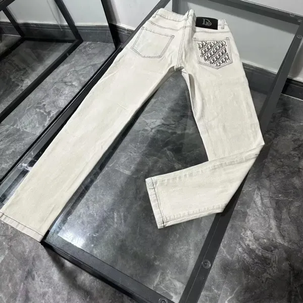 Dior Oblique Print Beige Jeans - 1