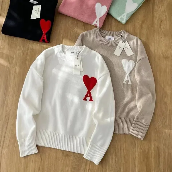 Ami Paris Ami de Coeur Sweater Knit Pullover with Heart-A Logo - 44
