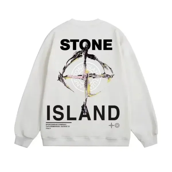 Stone Island Stone Island Compass Print White Hoodie - 1