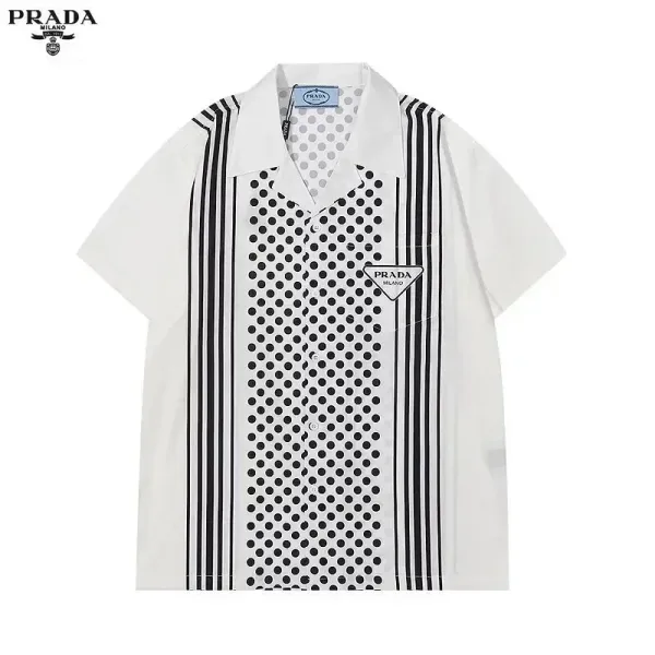 Prada Polka Dot and Stripe Shirt White - 1