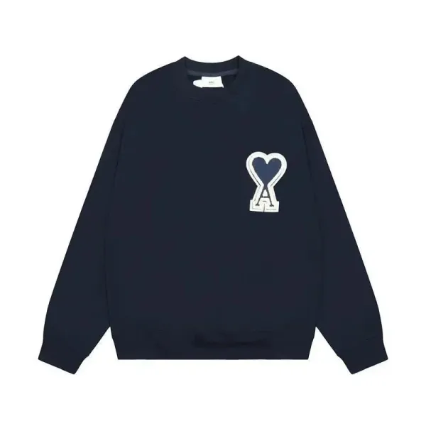 Ami Paris Heart Logo Navy Sweatshirt - 1