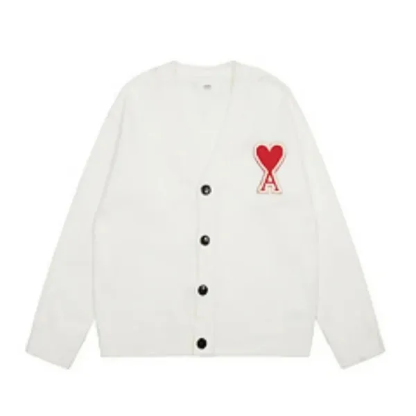 Comme des Garçons Play Heart Logo White Cardigan - 1