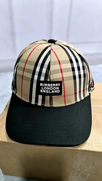 Burberry Classic Check Baseball Cap Beige Black - 1