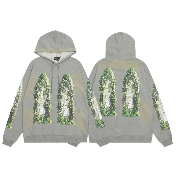 WIND AND SEA Ivy-Print Oversized Hoodie Gray - 1