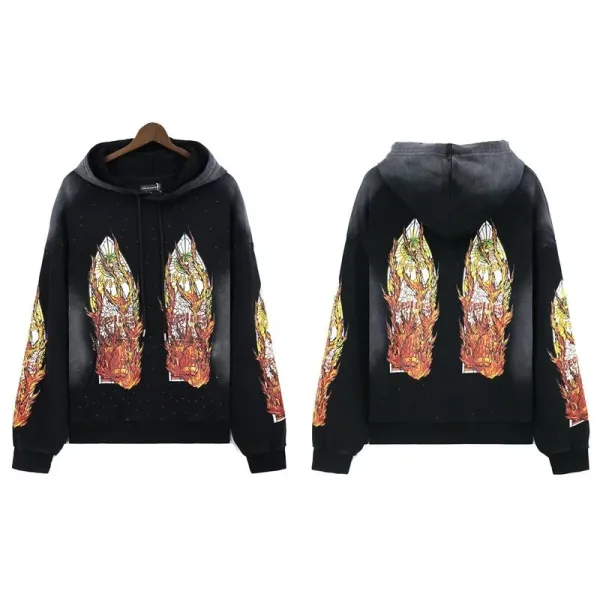 Design Flared Sweatpants with Mythological Print Navy Blue Sweatpants - 9