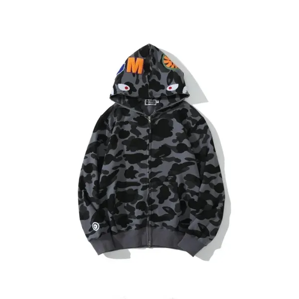 A Bathing Ape ABC Camo Zip-Up Hoodie Gray Black - 1