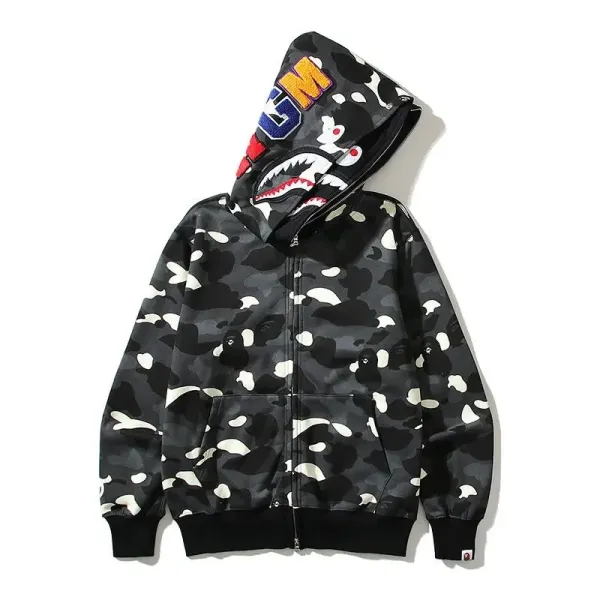 A Bathing Ape Shark Hoodie Multicolor Print Hoodie - 9