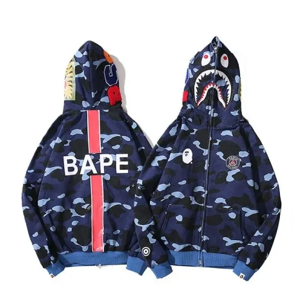 A Bathing Ape x Paris Saint-Germain Shark Camo Hoodie - 1