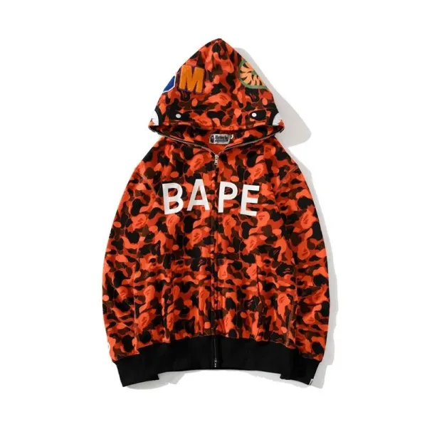 A Bathing Ape ABC Camo Full-Zip Hoodie Orange Black - 1