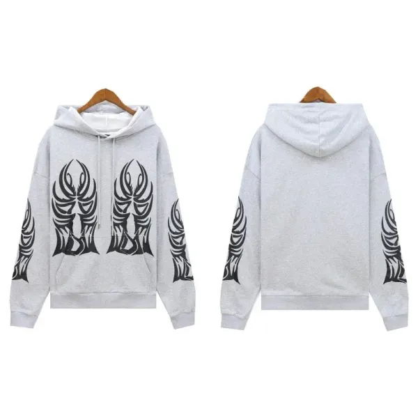 Tribal Print Oversized Hoodie Gray - 1