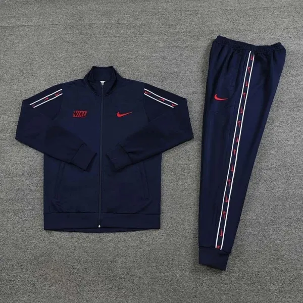 Nike Track Suit Navy with Red Swoosh and Stripe Detail Tracksuit - 1