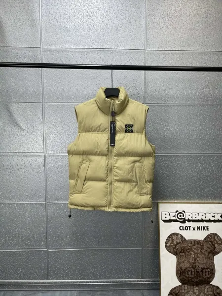 Stone Island Compass Logo Puffer Vest Beige - 1