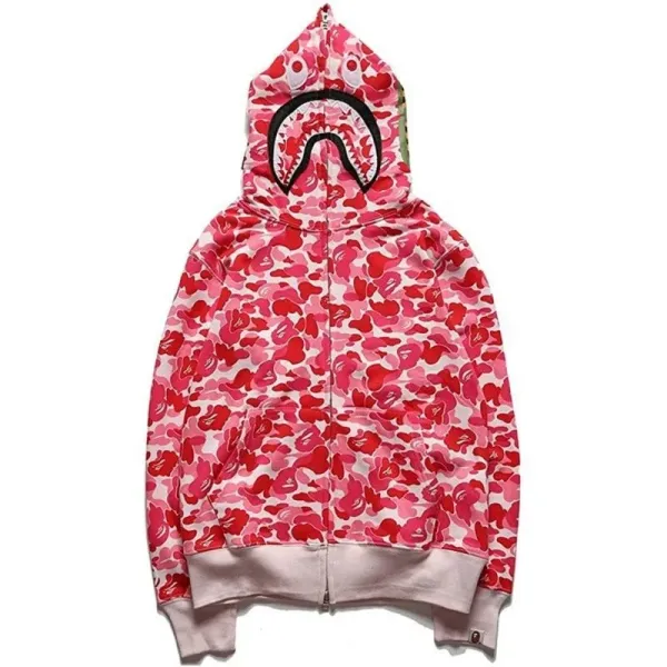 A Bathing Ape ABC Camo Shark Hoodie Pink - 1