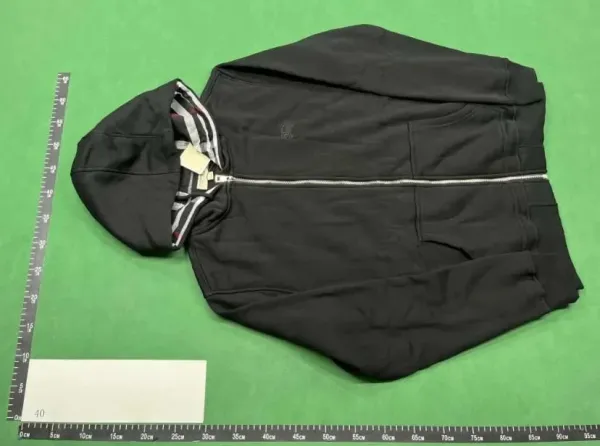 Burberry Hooded Zip-Up Sweatshirt Black - 1