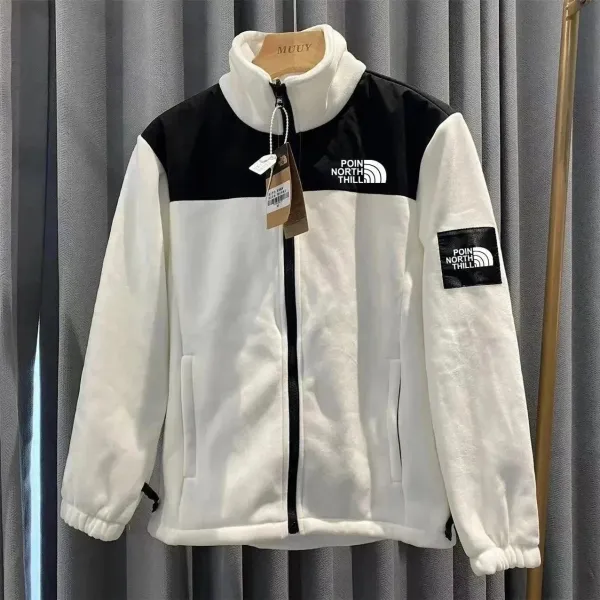 The North Face Denali Fleece Jacket White/Black Outerwear - 1
