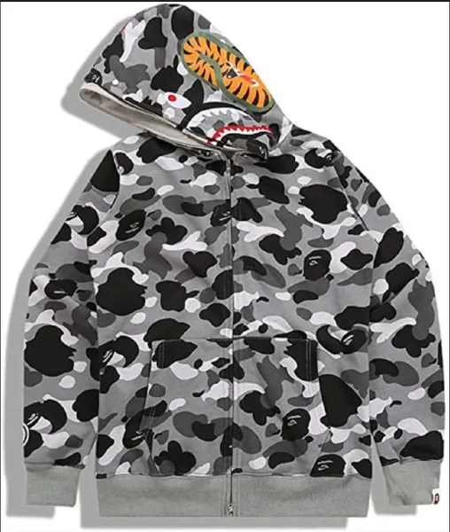 A Bathing Ape ABC Camo Shark Hoodie Gray - 1