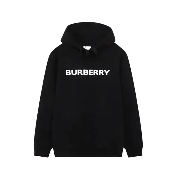 Burberry Logo Print Black Hoodie - 1