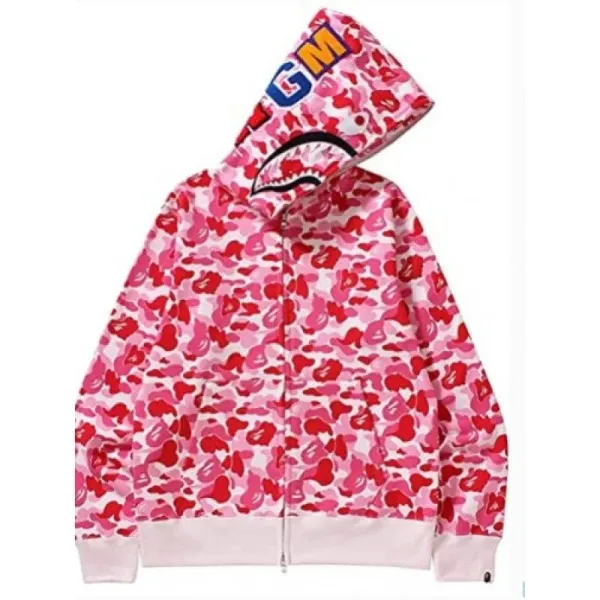A Bathing Ape Shark Hoodie Pink Camo Hoodie - 1