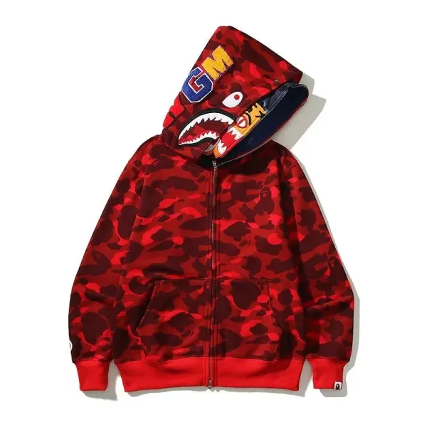 A Bathing Ape Shark Hoodie Multicolor Print Hoodie - 12