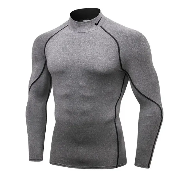 Nike Base Layer Long Sleeve Turtleneck Gray Activewear Top - 1