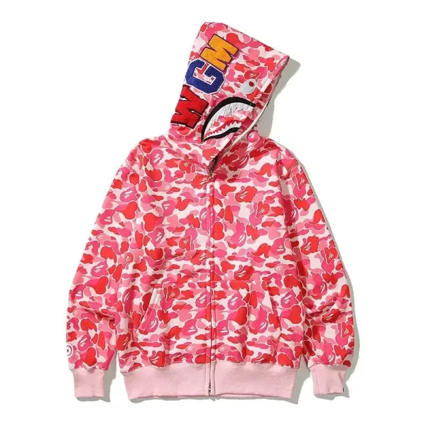 A Bathing Ape ABC Camo Shark Hoodie Pink - 1