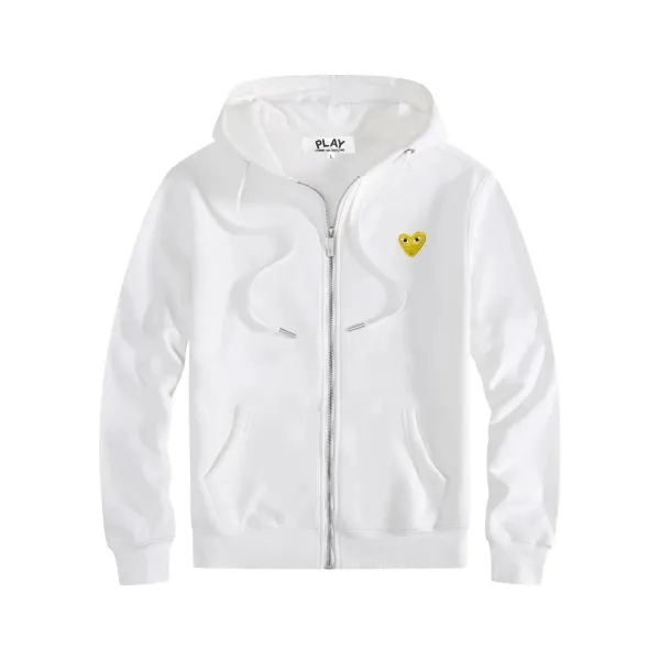 Play Comme des Garçons Heart Logo White Zip-Up Hoodie - 1
