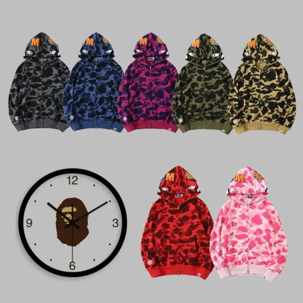 A Bathing Ape Shark Hoodie Multicolor Print Hoodie - 4