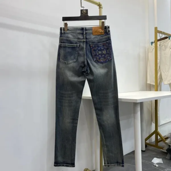Dior Men's Embroidered Back Pocket Slim Fit Jeans - 1
