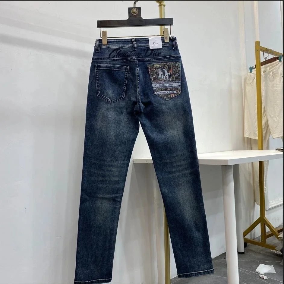 Dior Men's Embroidered Patch Straight-Leg Jeans Blue - 1