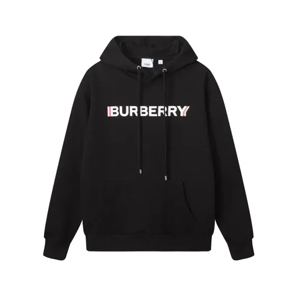 Burberry Logo Print Black Hoodie - 1