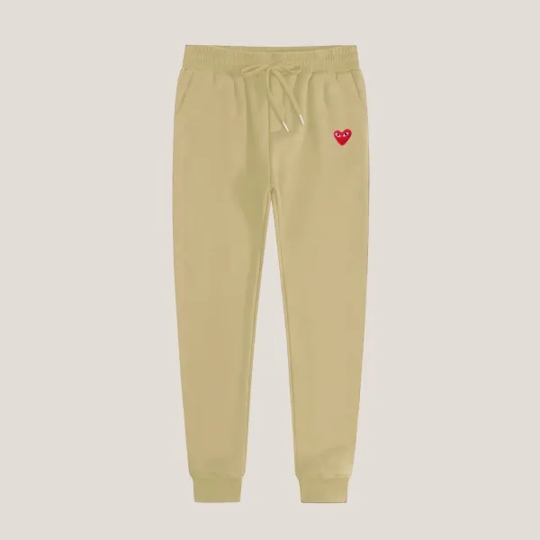 Play Comme des Garçons Heart Logo Beige Sweatpants - 1