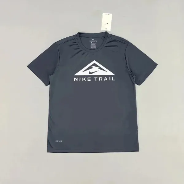 Nike Trail Graphic T-Shirt Dark Gray Activewear Top - 1