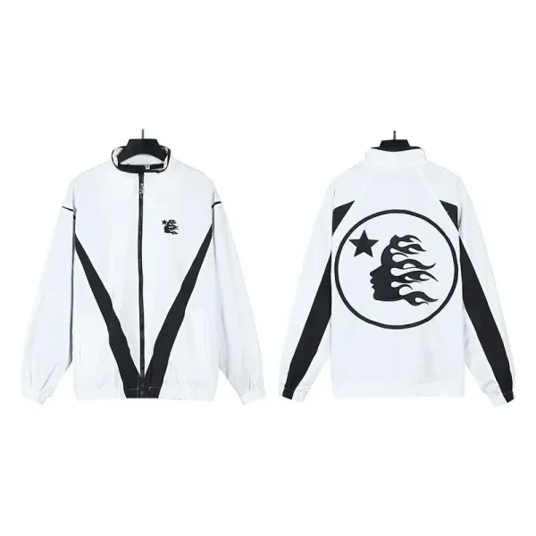 Design Flame Silhouette Windbreaker White/Black - 1